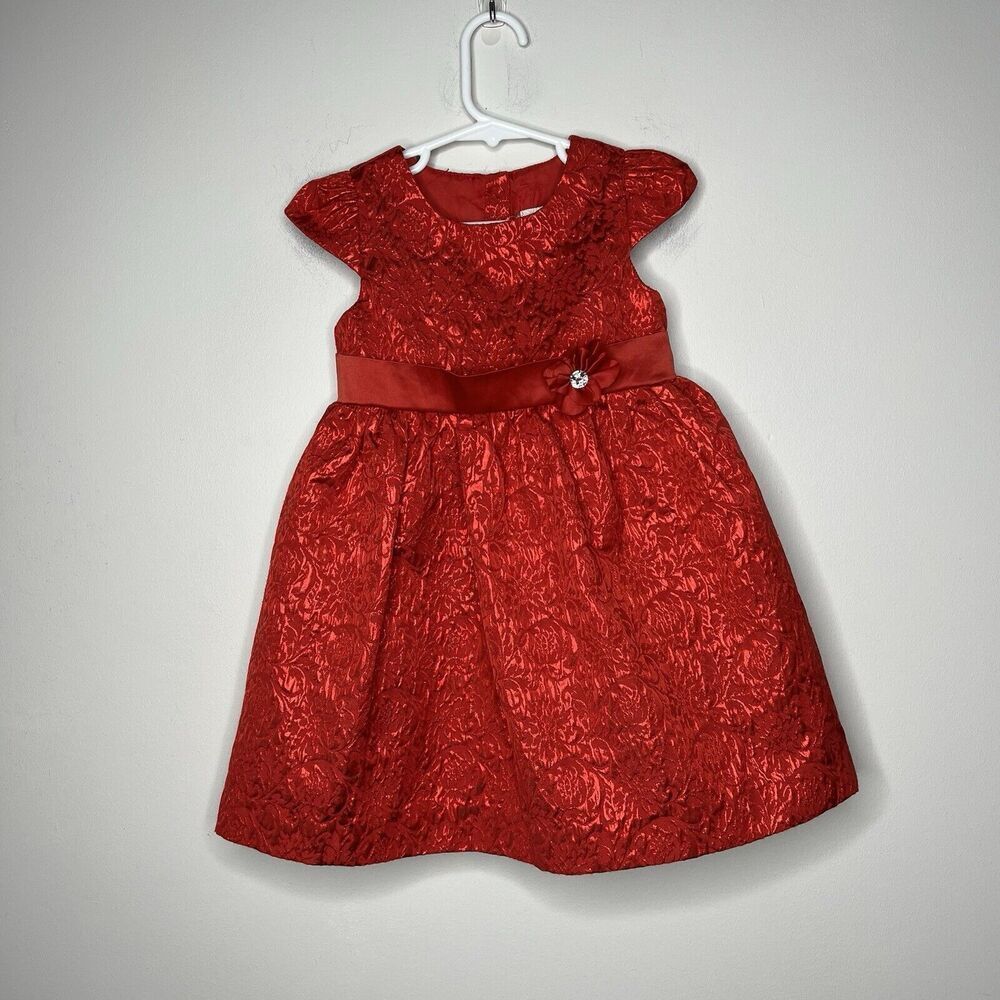 Camilla Dress Girls Toddler 3T Red Rhinestone Valentines Day Textured Holiday